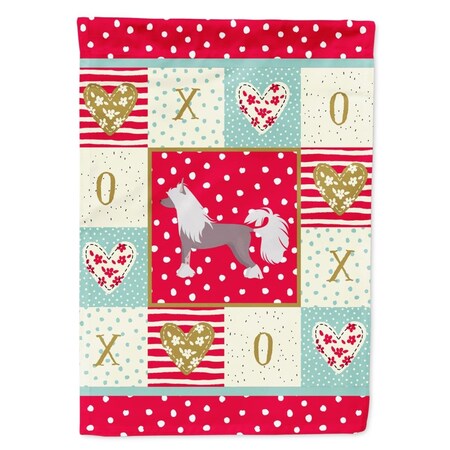 Carolines Treasures 28 x 0.01 x 40 in. Chinese Crested No.2 Love Canvas House Flag CK5822CHF